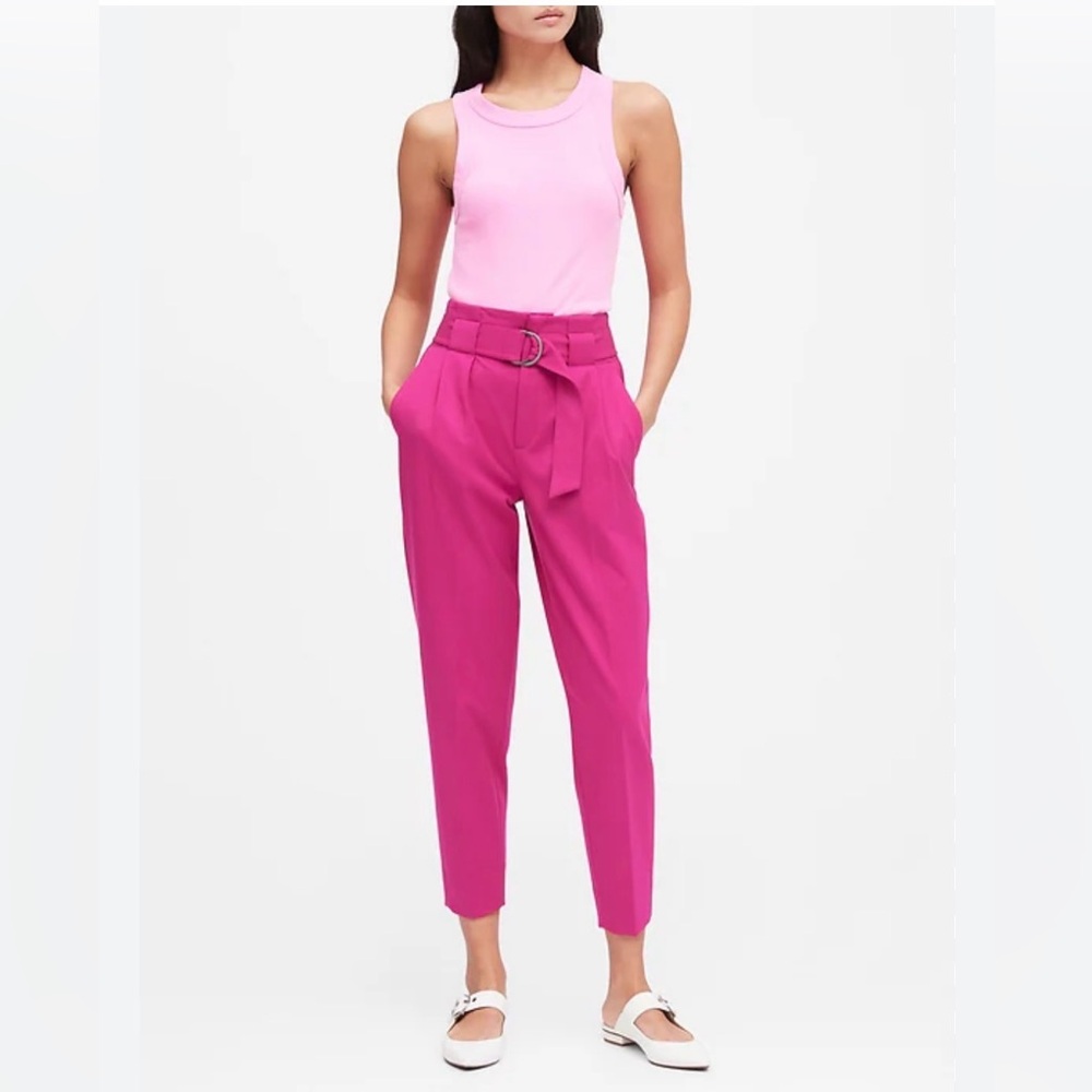 Banana Republic High Rise Tapered Cropped Pant Fuchsia Purple Hot Pink Size 8